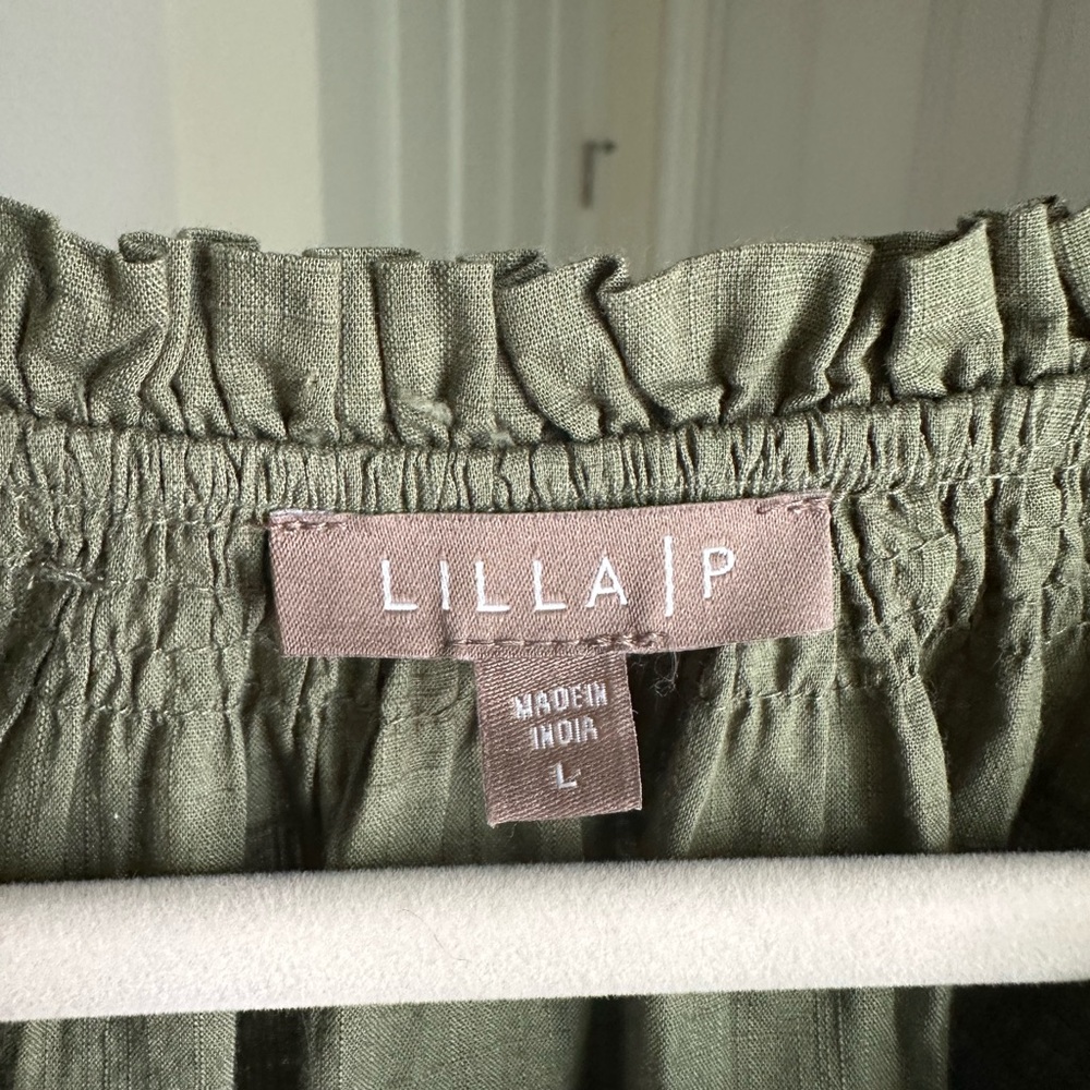 Lilla P Green Cotton Button Up Blouse - Picture 3 of 9